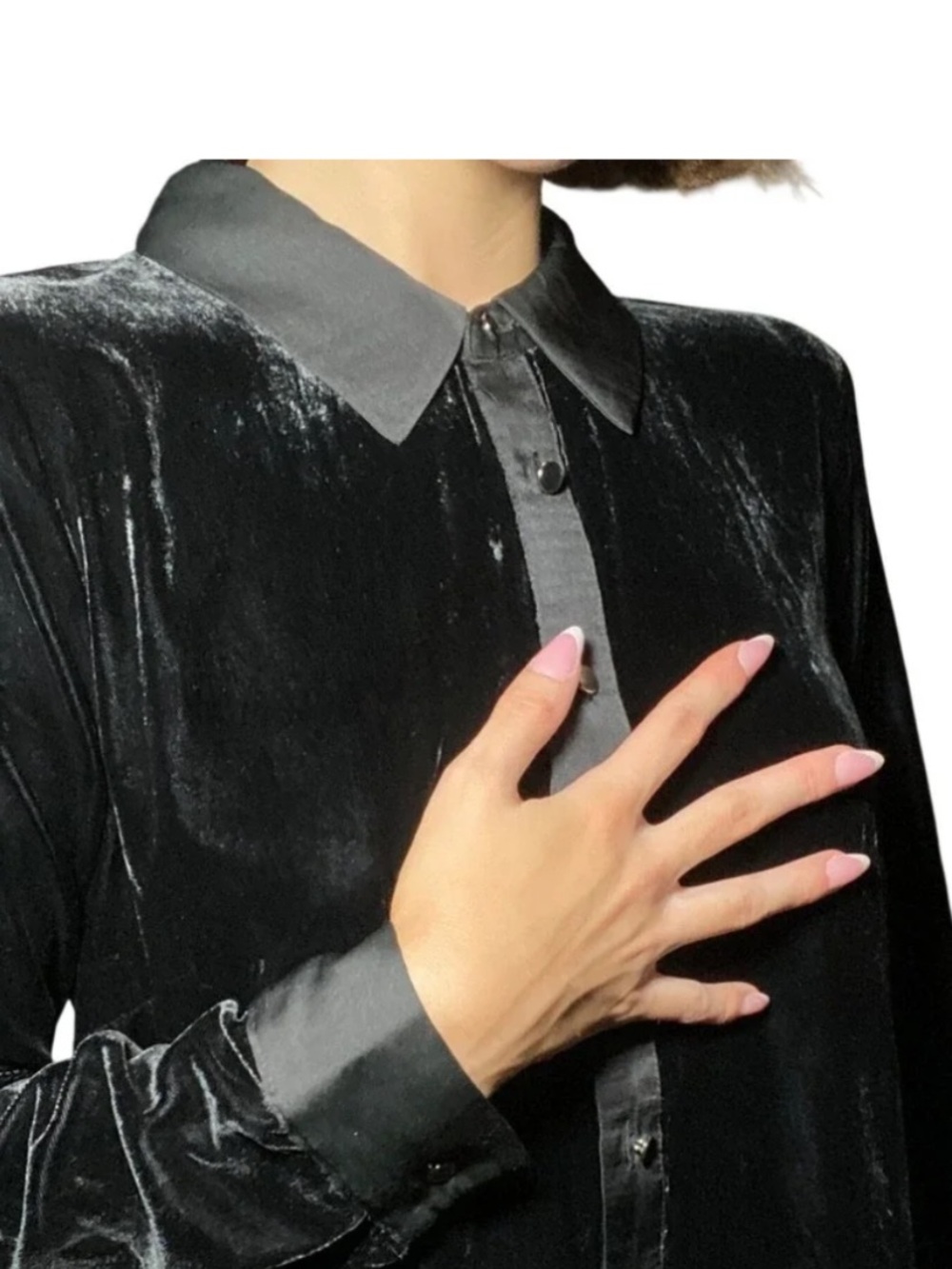 Talbots Black Velvet popover  Button-Down Shirt dress with Satin Placket nwt 3X